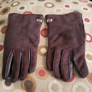 Authentic Fendi suede and leather brown gloves